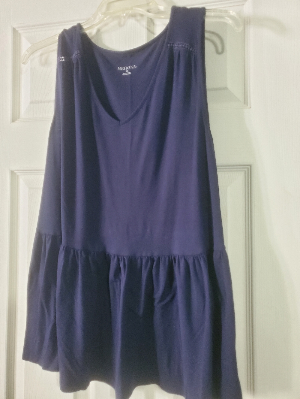 Merona Navy Blue Peplum Tank Top Sz M